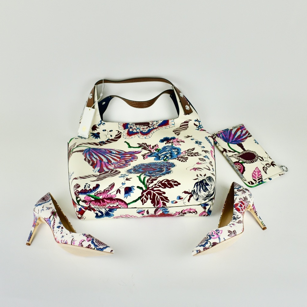 Tory Burch Rory Printed Tote In Multi Happy Times - Picture 3 of 16